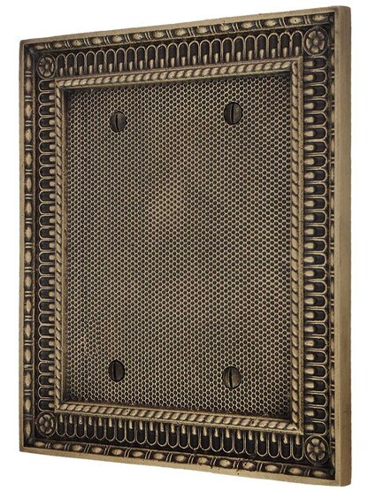 Pisano Double Gang Blank Cover Plate in Antique Brass.